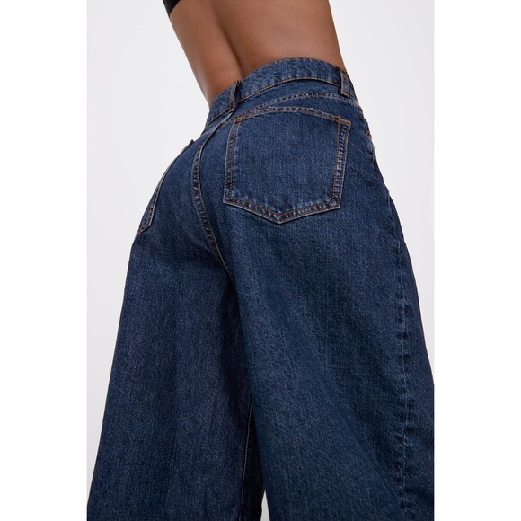 Denim Zara 70s Bermuda Cropped Wide Leg Culottes Jeans (NWT) - Picture 5 of 9